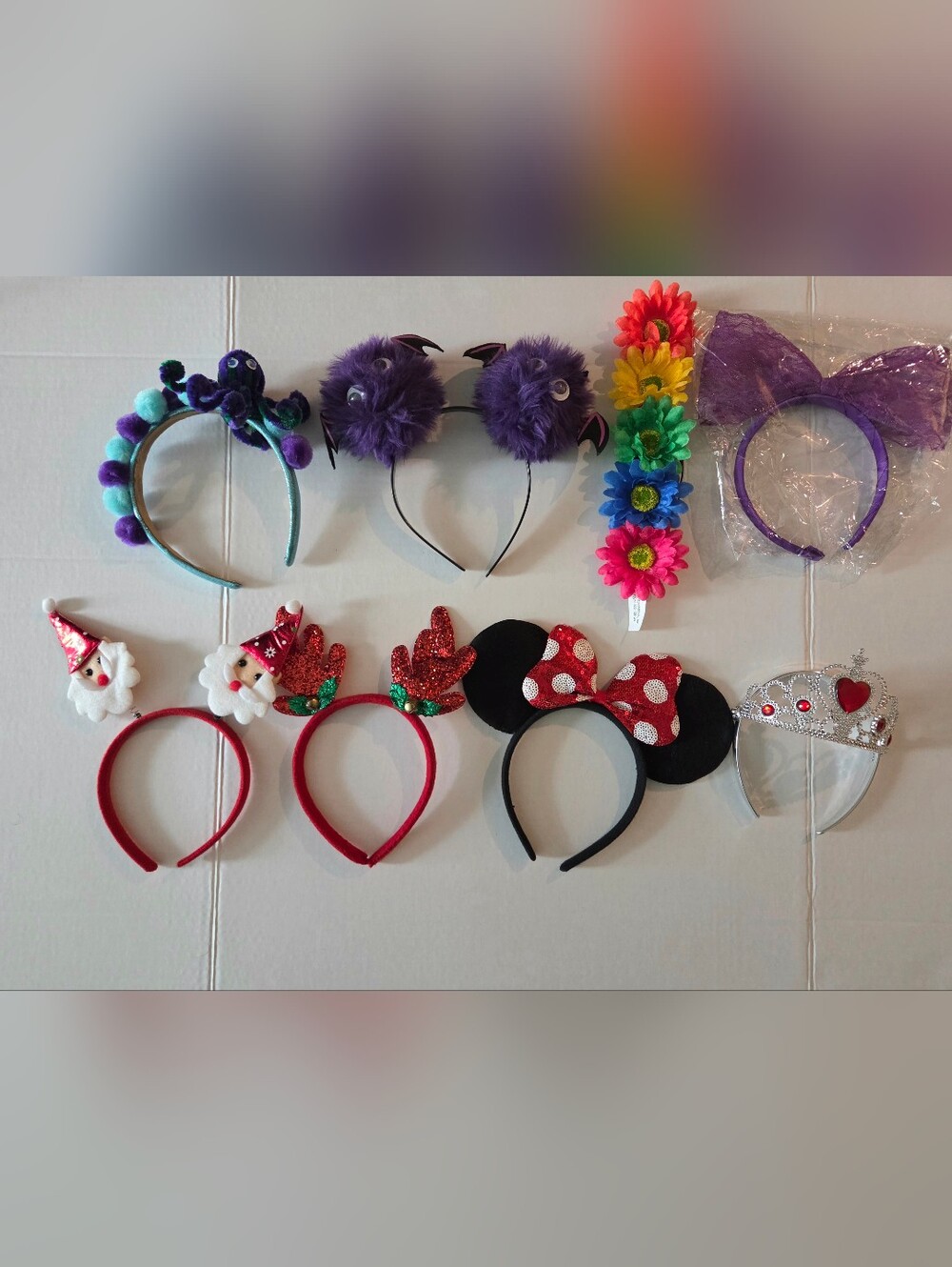 Assorted Decorative Headband Lot - Purple, Red, Black, Rainbow, Silver
